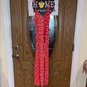 American Eagle Outfitters White and Orange Ruffled Sundress